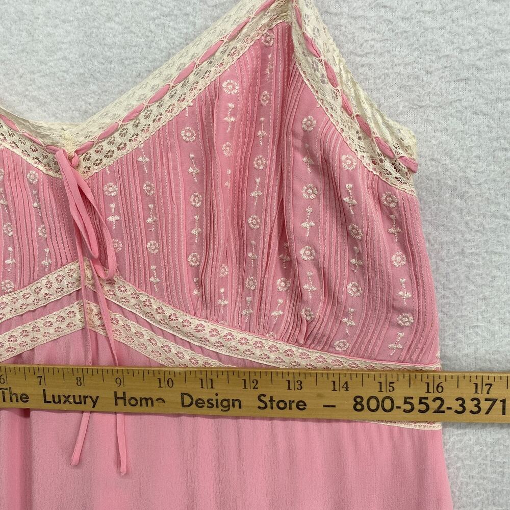 J.CREW Dress 10 Pintuck Lace Trim Slip Crepe de Chine Maxi Viscose Pink NEW - Picture 13 of 15